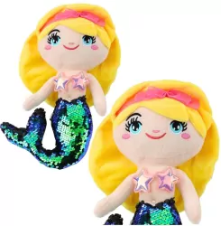 Syrenka pluszowa z ogonem w cekiny zielona 30cm