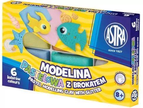 Modelina pastelowa z brokatem. 6 kolorów. - tantis.pl