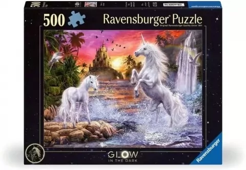 Puzzle 500 świecące - Jednorożce nad rzeką - tantis.pl