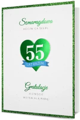 Karnet B6 Rocznica ślubu Szmaragdowa