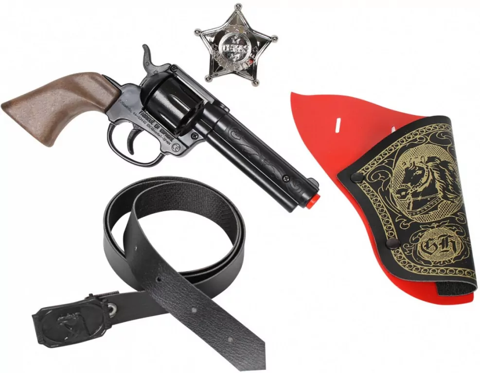 Zestaw kowbojski rewolwer z kaburą i odznaką - tantis.pl
