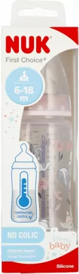 NUK. First Choice+. Butelka ze wskaźnikiem temperatury. 300 ml. 6-18 miesięcy. Bambi