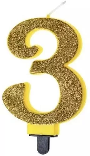 Świeczka urodzinowa "3" różowa z brokatem - tantis.pl