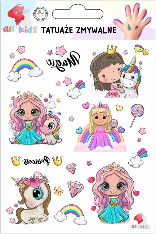 Tatuaże zmywalne. Księżniczki i jednorożce - tantis.pl