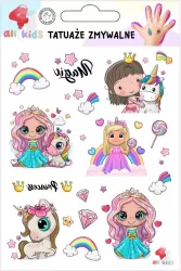 Tatuaże zmywalne. Księżniczki i jednorożce