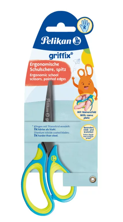 Nożyczki Griffix ergonomiczne szpiczaste neon blue - tantis.pl