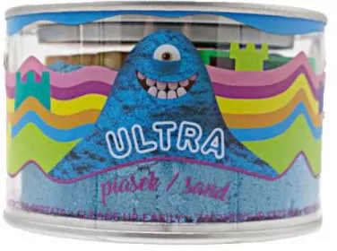 Ultra Piasek puszka 200 g. 5 foremek zamek, niebieski - tantis.pl