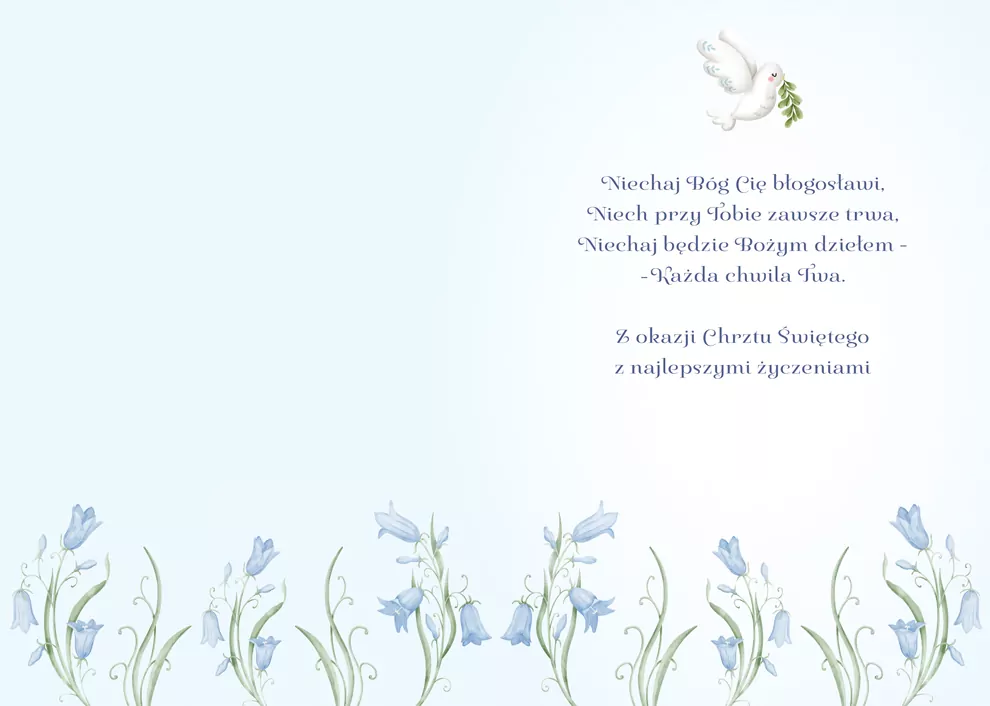 Karnet A5 Chrzest - Gołąbek w kwiatach dla chłopie - tantis.pl