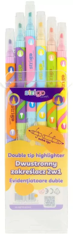 Zakreślacz 2stronny 6kol neon/pastel - tantis.pl