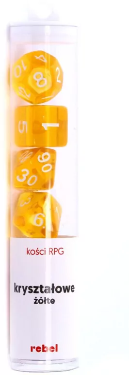 Komplet kości RPG. Żółte. Kryształowe. REBEL - tantis.pl