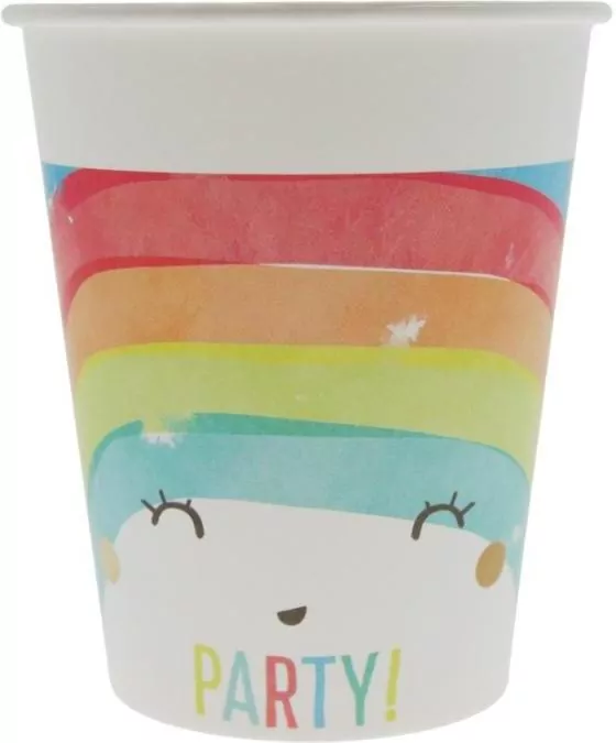 Kubeczki papierowe Rainbow Party 200ml 8szt - tantis.pl