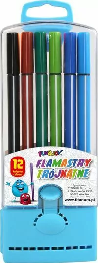 Flamastry trójkątne. 12 kolorów - tantis.pl