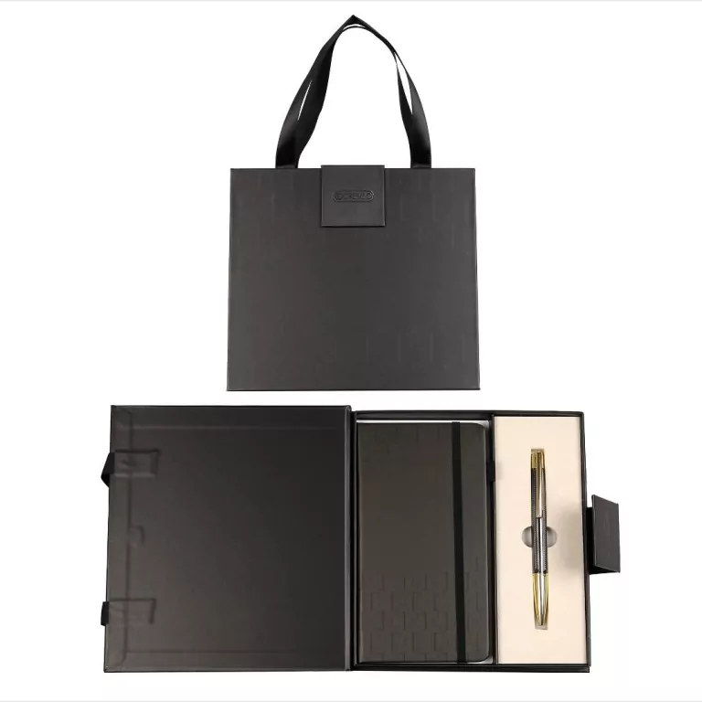 Długopis + notes Elegant premium grafitowo-złoty - tantis.pl