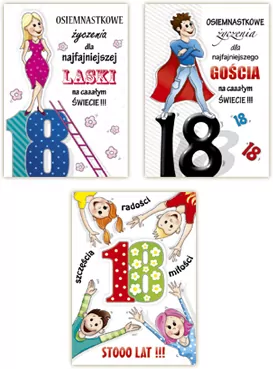 KARNET URODZINY 18 B6 Z KOPERTA ZDOB MRG FOL - tantis.pl