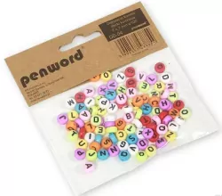 Koraliki literki kolorowe 7x7mm, 100 sztuk