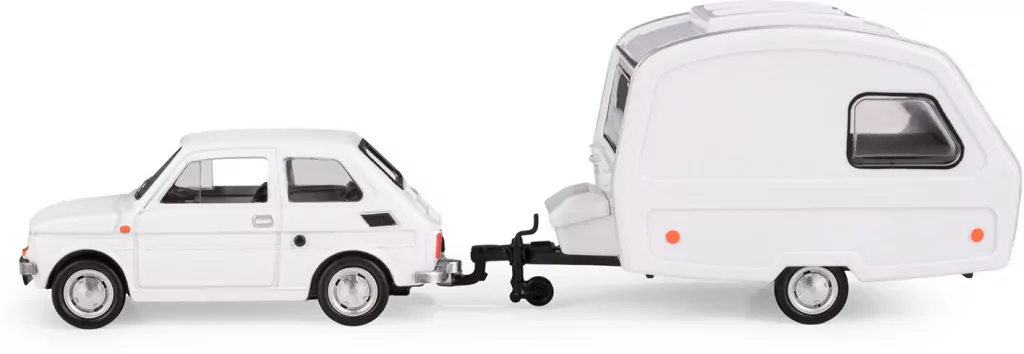 Fiat 126p + przyczepa Niewiadów Kemping biały - tantis.pl