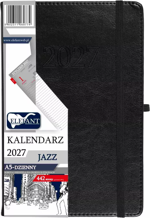 Kalendarz Jazz 2027 A5 dzienny czarny - tantis.pl