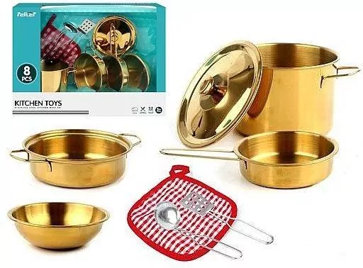 Zestaw garnków metalowych złote 8 elementów - tantis.pl