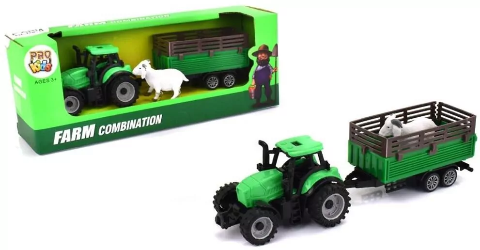 Traktor rolniczy z przyczepą zielony. Zabawka. Pro Kids - tantis.pl