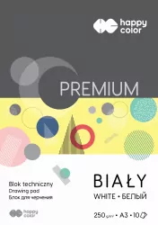Blok techniczny biały A3. Premium 250g. Happy Color