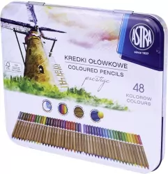 Kredki ołówkowe z drewna cedrowego, w metalowym pudełku. Prestige. 48 kolorów