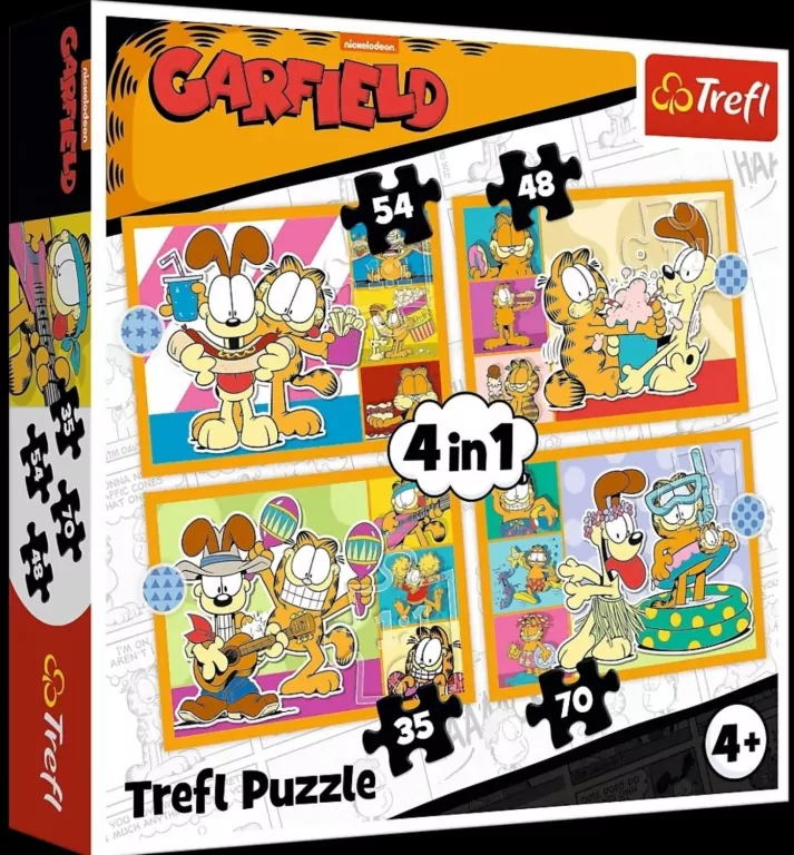 Puzzle 4w1 Garfield kocha lazanię TREFL - tantis.pl