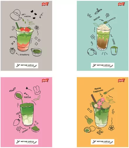 Zeszyt A5/32K linia kolorowa Matcha Mood (15szt) - tantis.pl