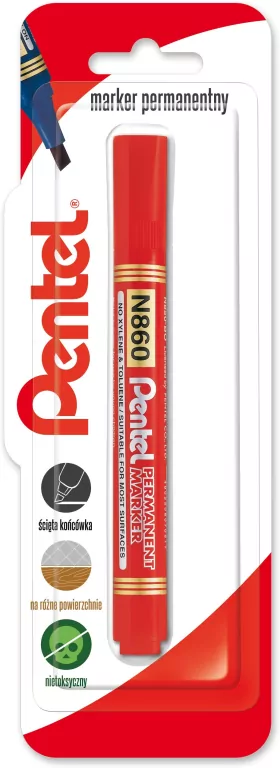 Marker permenentny z ściętą końcówka N860 czerwony 1 szt. - tantis.pl