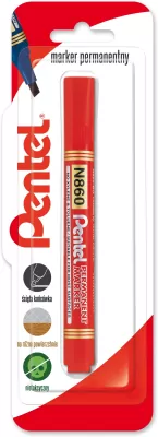 Marker permenentny z ściętą końcówka N860 czerwony 1 szt.