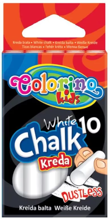 Kreda colorino kids biała bezpyłowa 10 sztuk - tantis.pl