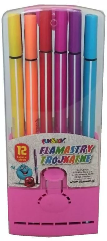 Flamastry trójkątne. 12 kolorów - tantis.pl