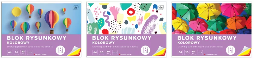 Blok rysunkowy, kolorowy A4. 20 kartek. Mix - tantis.pl