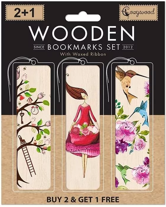 Zakładki drewniane do książki 2+1 Kwiatowe - tantis.pl