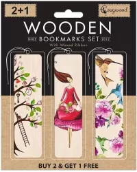 Zakładki drewniane do książki 2+1 Kwiatowe