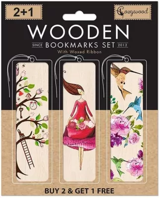 Zakładki drewniane do książki 2+1 Kwiatowe