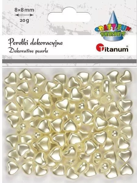 Koraliki plastikowe perełki serca białe 9x8mm 20g - tantis.pl