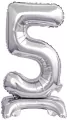 Balon foliowy mini cyfra 5 na stojaku srebrna - tantis.pl
