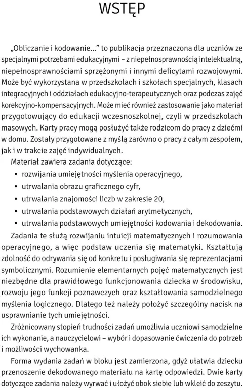 Obliczanie i kodowanie. Materiały na zajęcia rewalidacyjne - tantis.pl