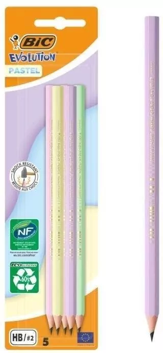 Ołówek Evolution Pastel bez gumki 5szt BIC - tantis.pl