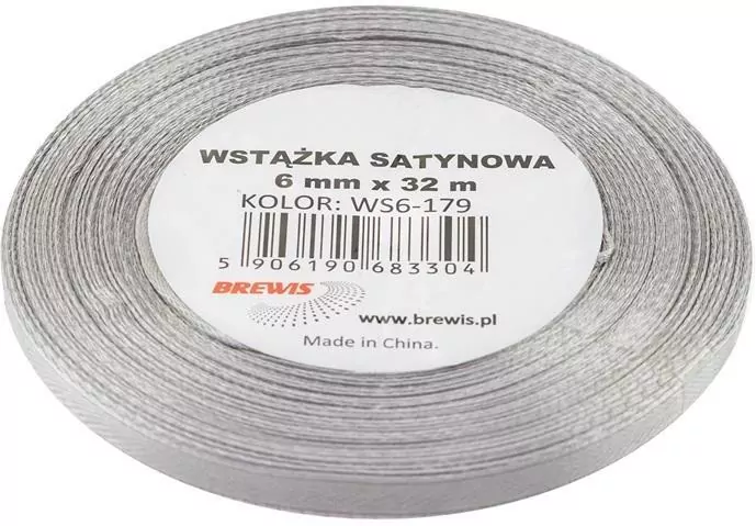 Wstążka satynowa srebrna 6mmx32m - tantis.pl
