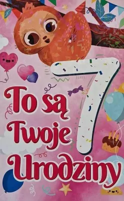 Karnet. Urodziny 7 dziewczynka