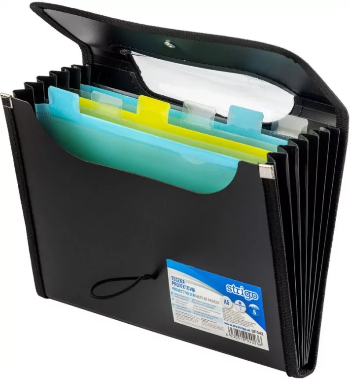 Teczka A5 z przekładkami. V-file czarna - tantis.pl