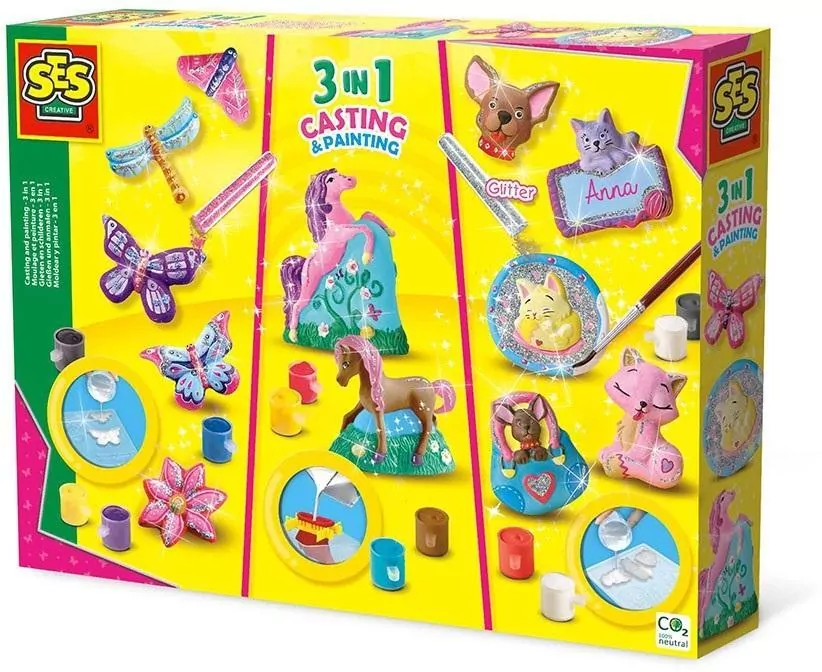 Odlewy gipsowe. Brokatowe zwierzątka 3w1 - tantis.pl