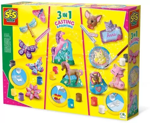 Odlewy gipsowe. Brokatowe zwierzątka 3w1