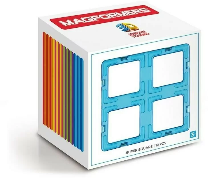 Klocki magnetyczne 3D Magformers Super kwadraty 12 elementów - tantis.pl