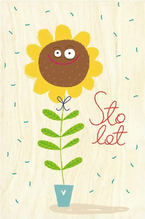 Drewniana kartka urodzinowa - Sto lat, kwiatuszku - tantis.pl