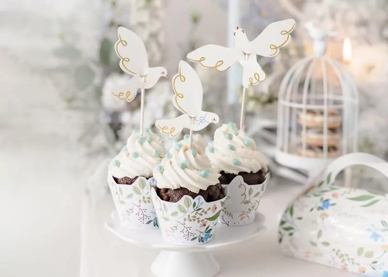 Dekoracje do muffinek Gołębie 14.5cm 6szt - tantis.pl