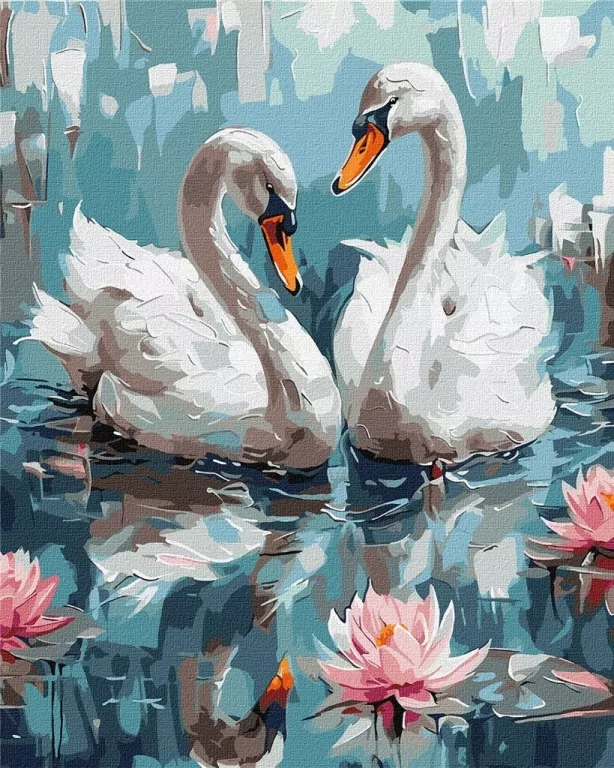 Malowanie po numerach - Zakochane łabędzie 40x50cm - tantis.pl