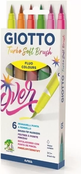 Pisaki Fluo Brush Pen 6 kolorów - tantis.pl