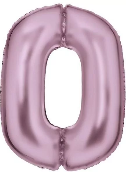 Balon foliowy cyfra 0 satynowa pastelowy róż 86cm - tantis.pl
